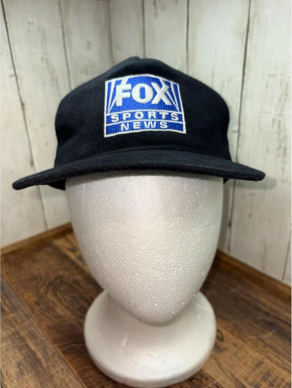 Vintage Fox Sports News Hat Adjustable Strapback Embroidered Black Otto Cap